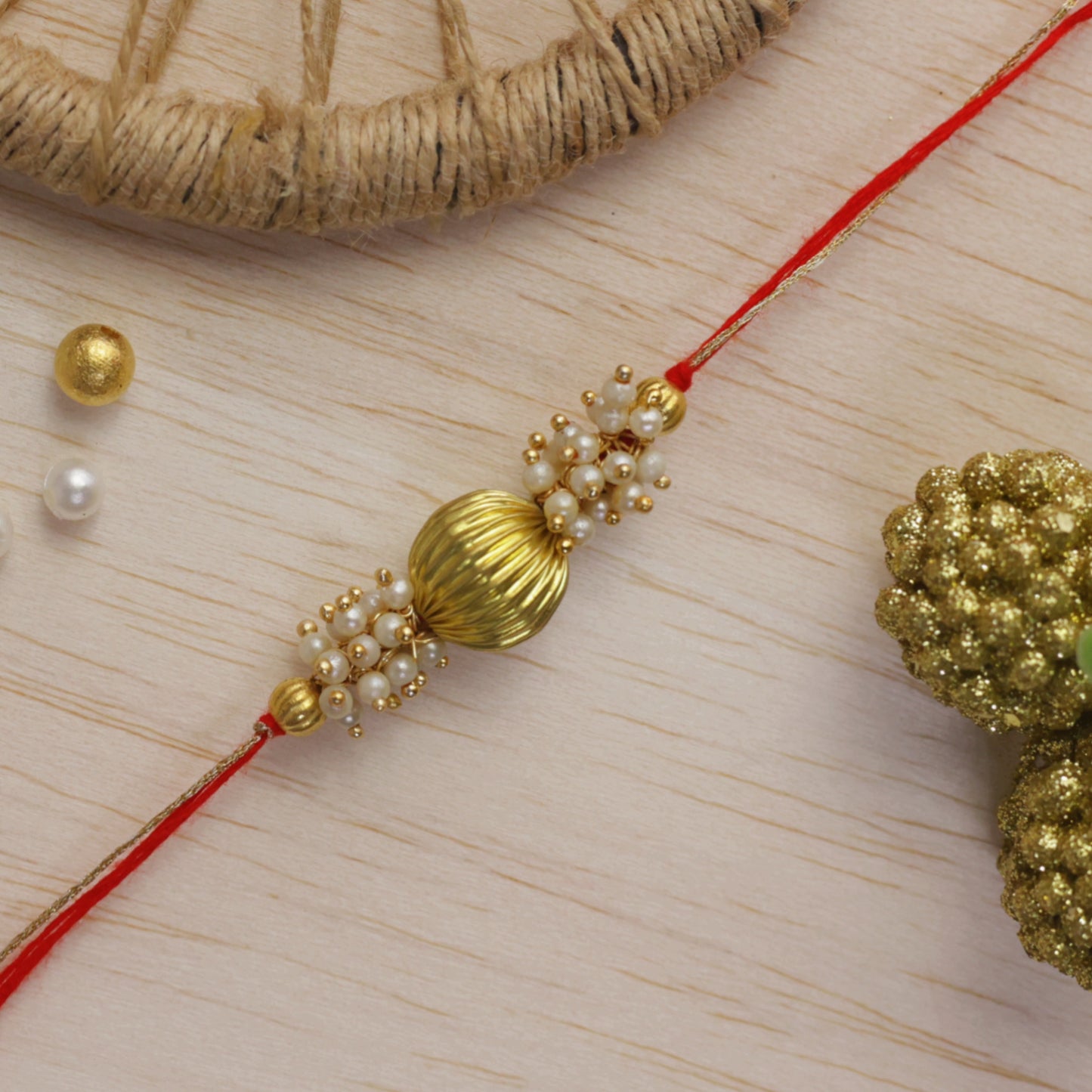 Golden Bead Rakhi