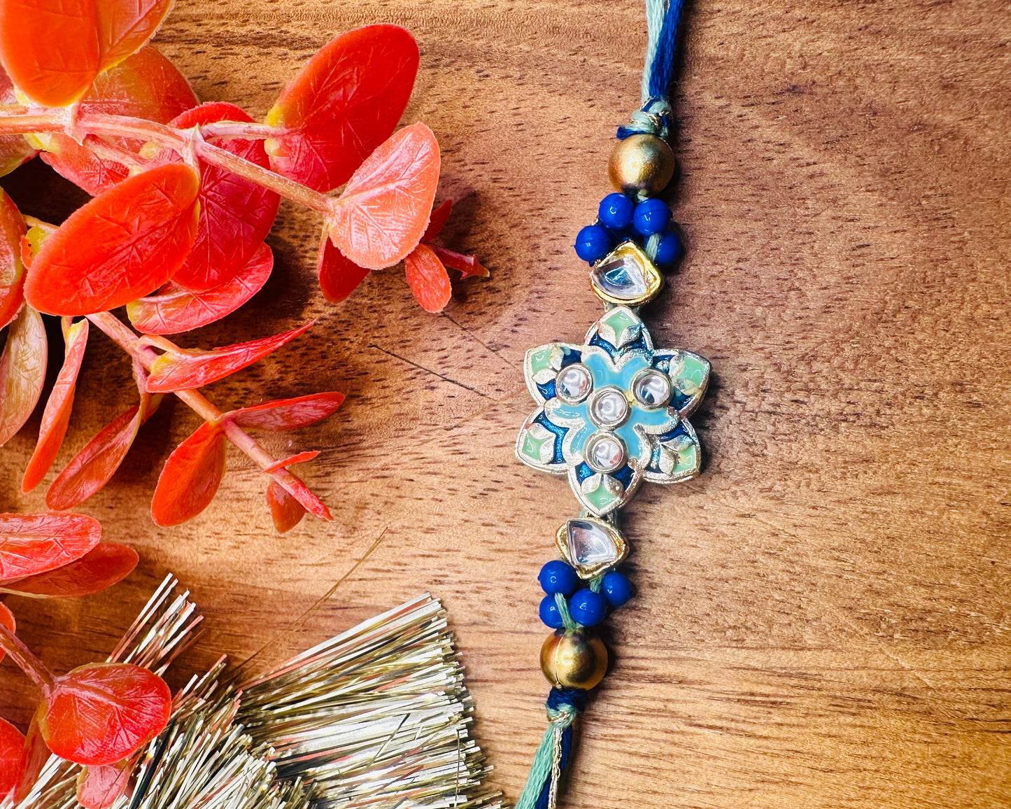 Blue Kundan Bhaiya Rakhi
