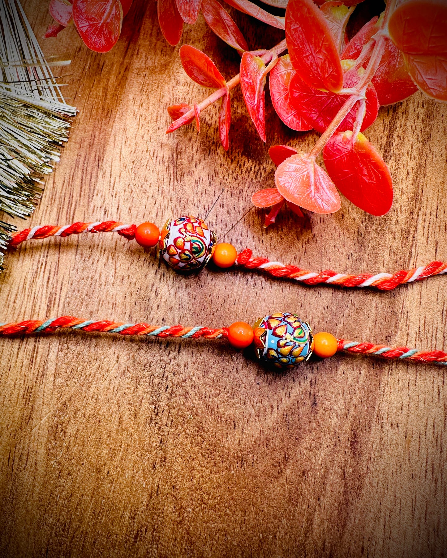 Set of Two Handpainted Damroo Rakhi
