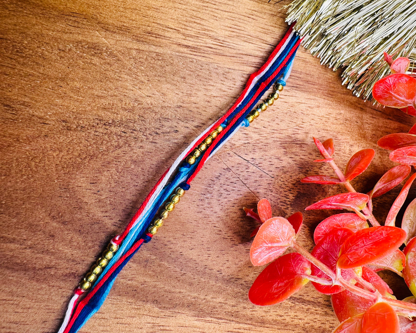 Minimal Colorful Thread Rakhi (Blue)
