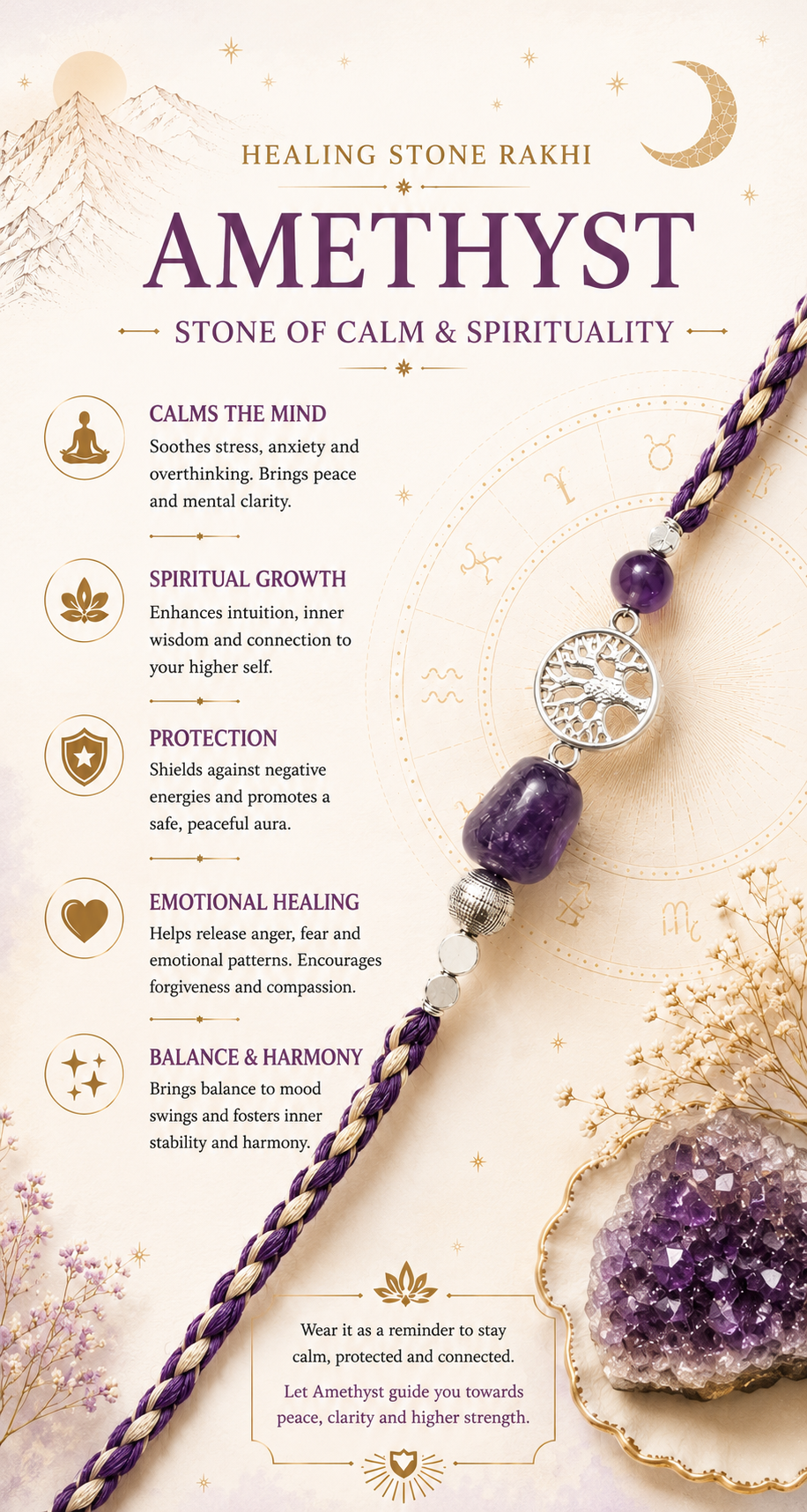 Amethyst Healing Stone Rakhi