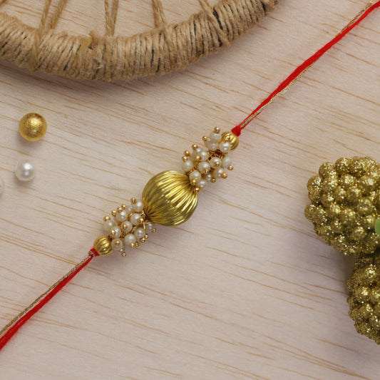 Golden Bead Rakhi