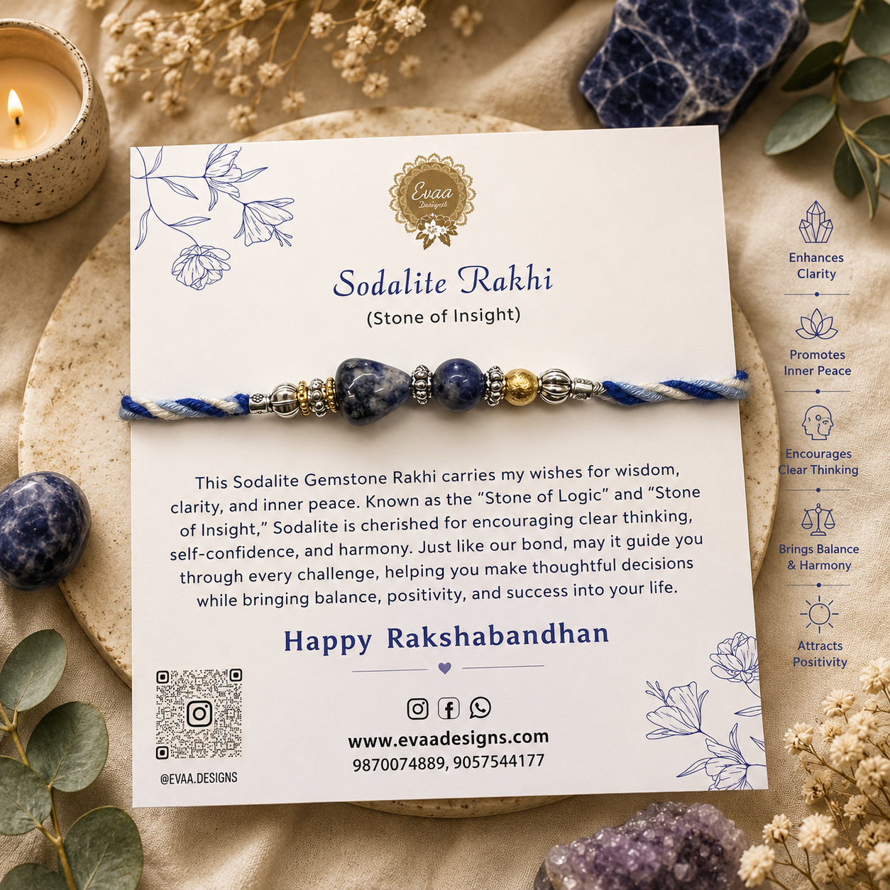 Sodalite Healing Stone Rakhi