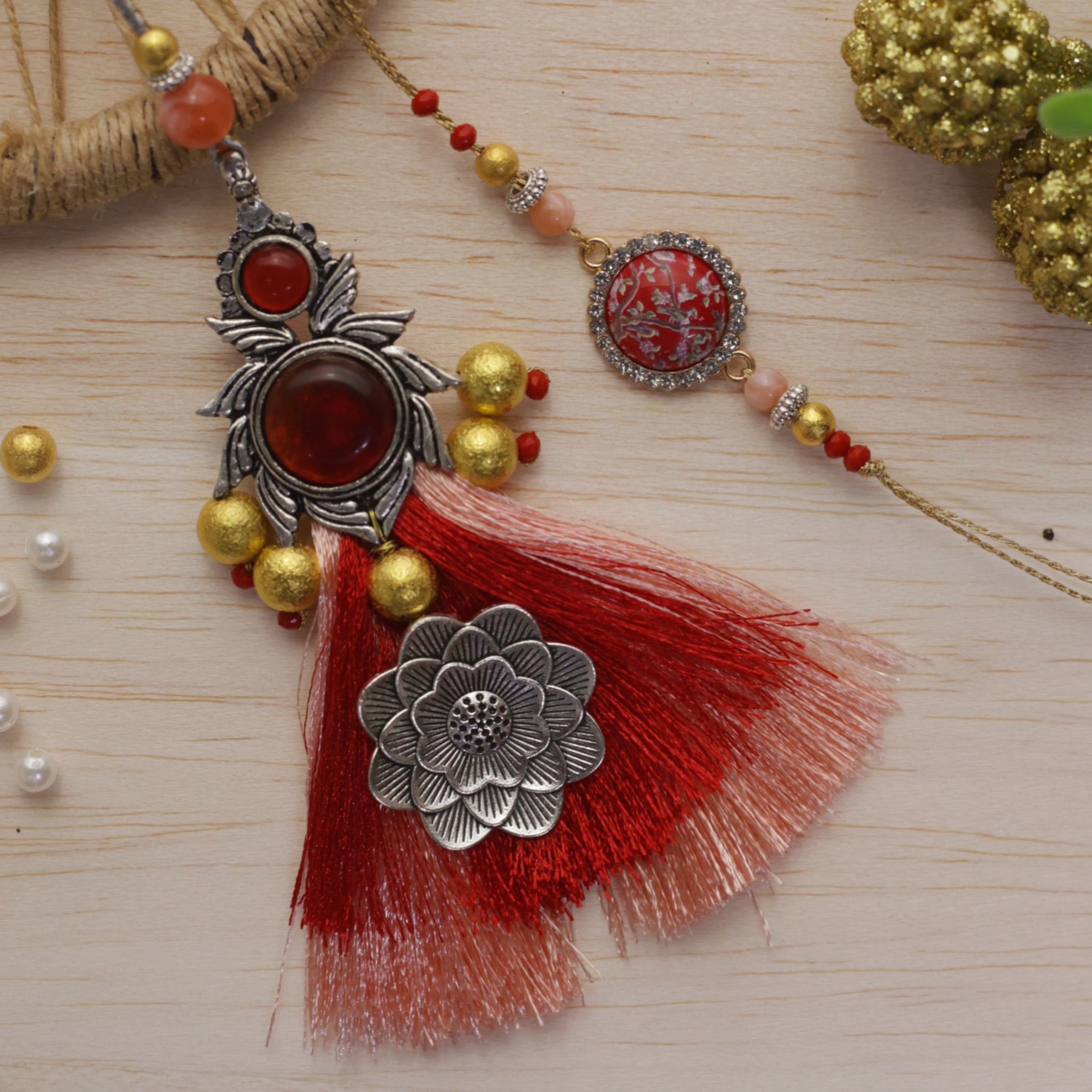 Oxidised Rakhi lumba Set