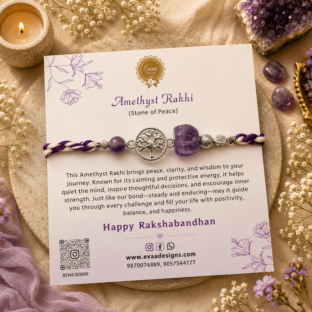 Amethyst Healing Stone Rakhi