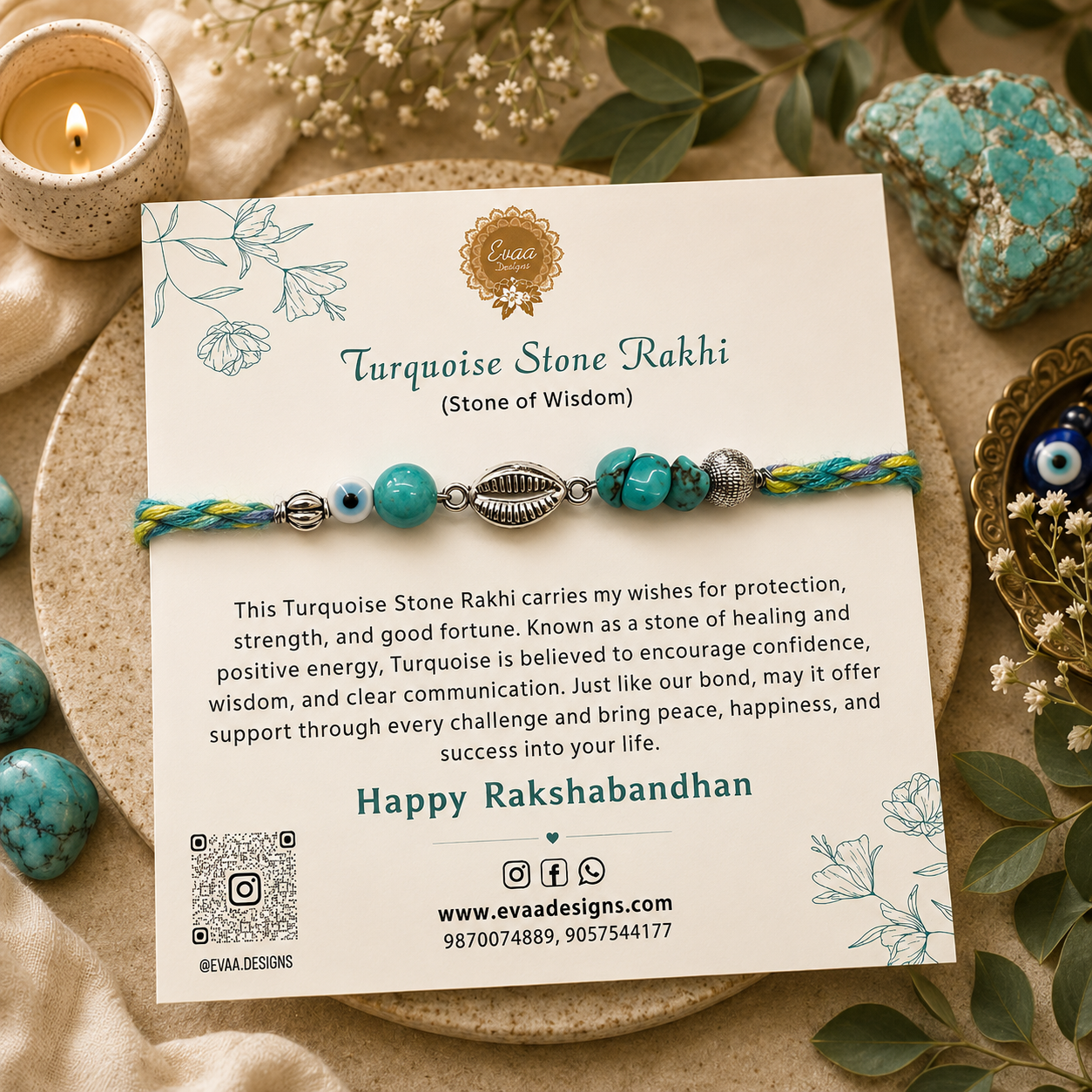 Turquoise Healing Stone Rakhi