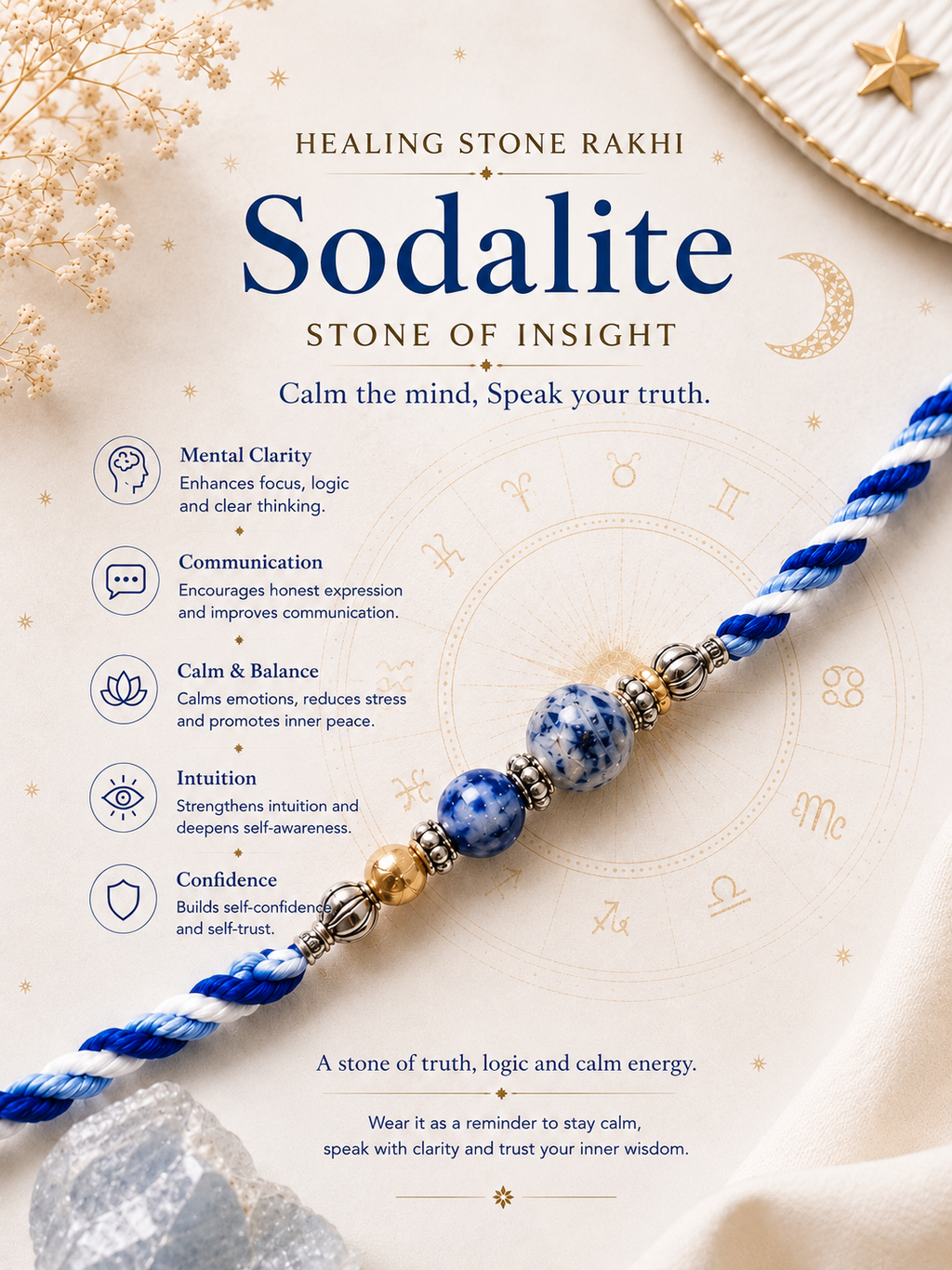 Sodalite Healing Stone Rakhi