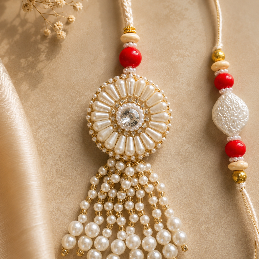 Pearl Radiance Bhaiya Bhabhi Rakhi Set