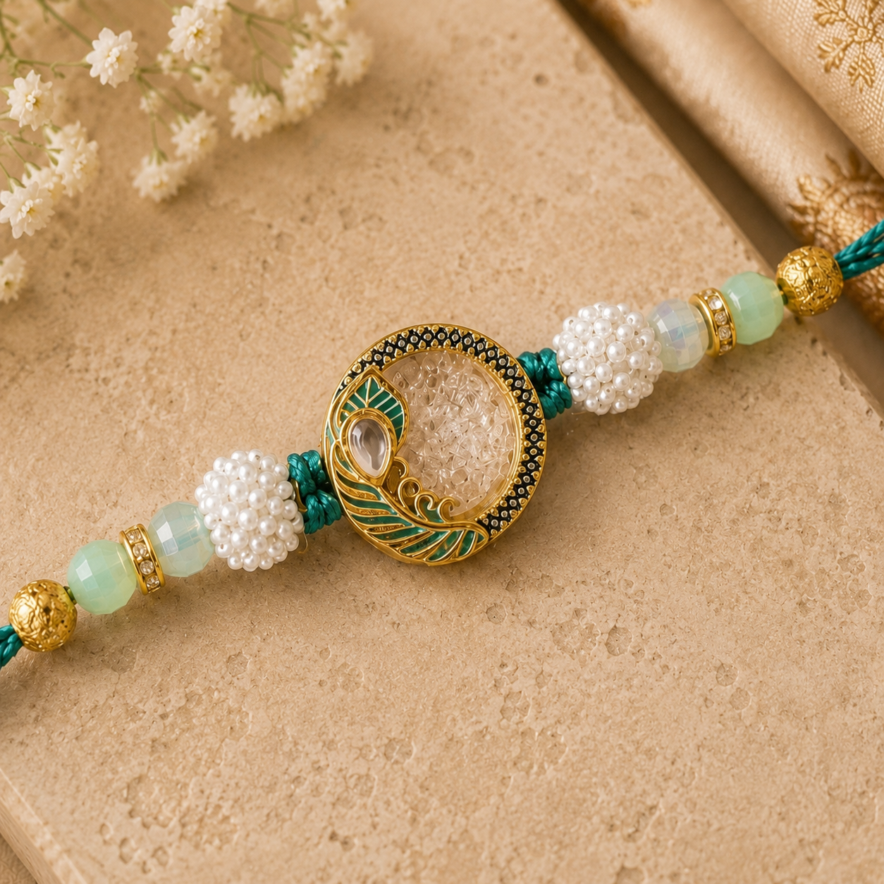 Peacock Crystal Elegance Rakhi