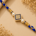 Royal Blue Pearl & Kundan Rakhi