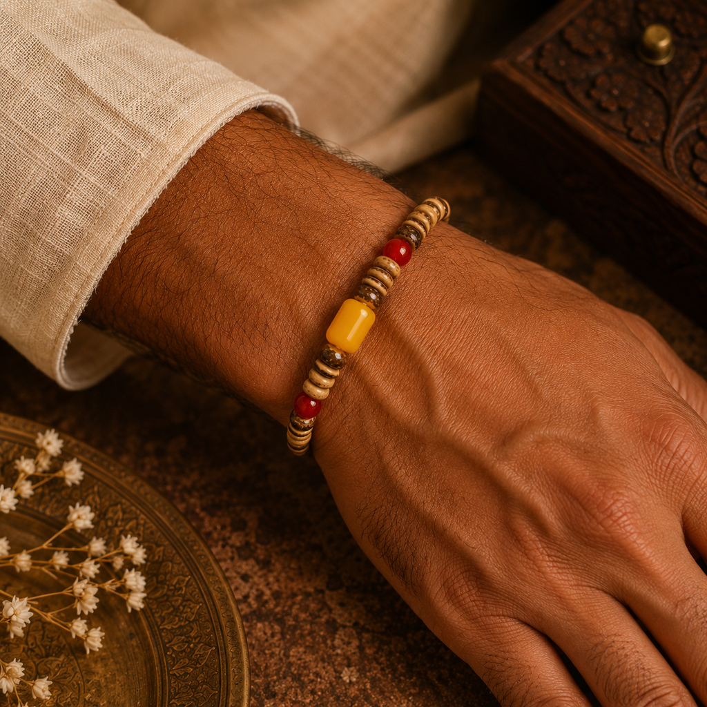 Rustic Earthstone Beaded Rakhi