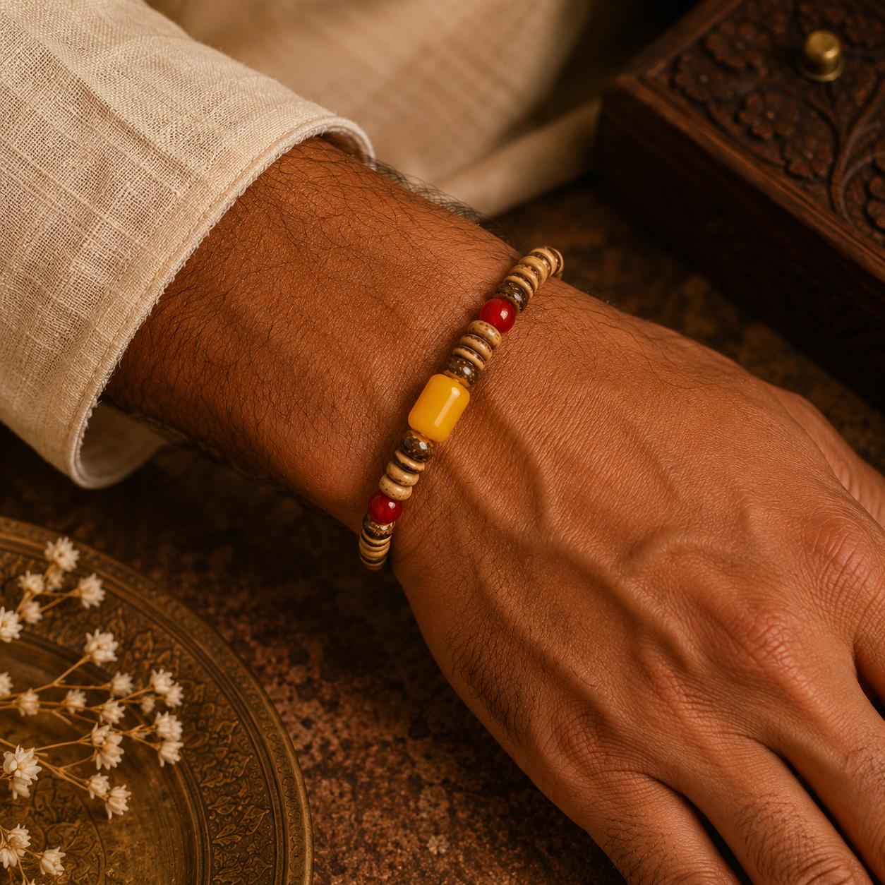 Rustic Earthstone Beaded Rakhi