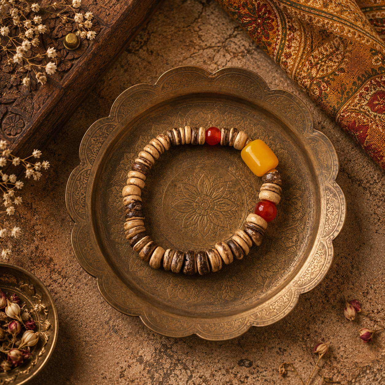 Rustic Earthstone Beaded Rakhi