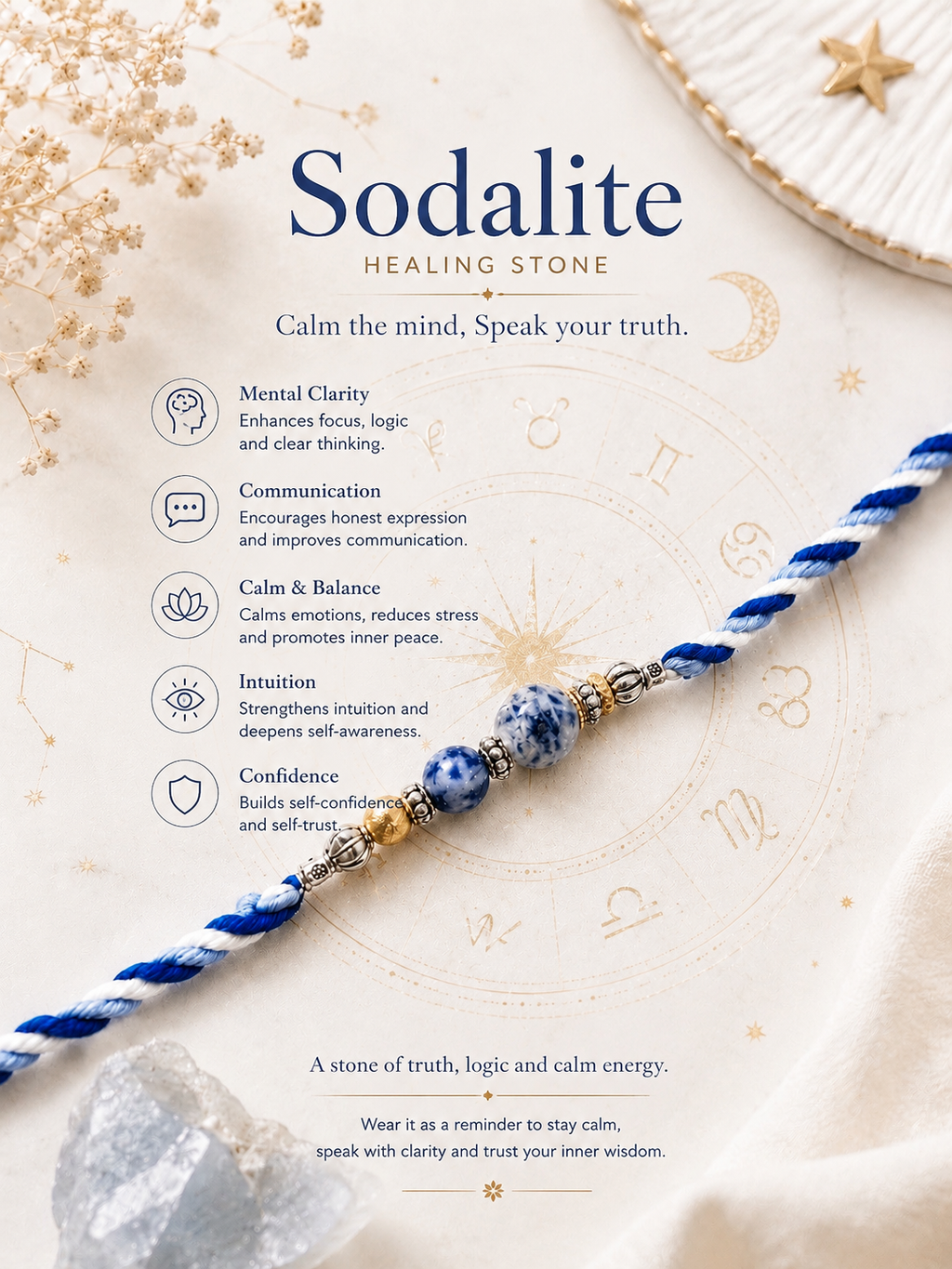 Sodalite Healing Stone Rakhi