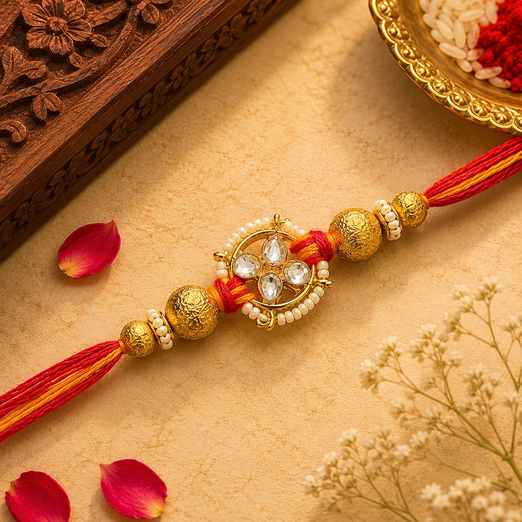 Golden Kundan Heritage Rakhi