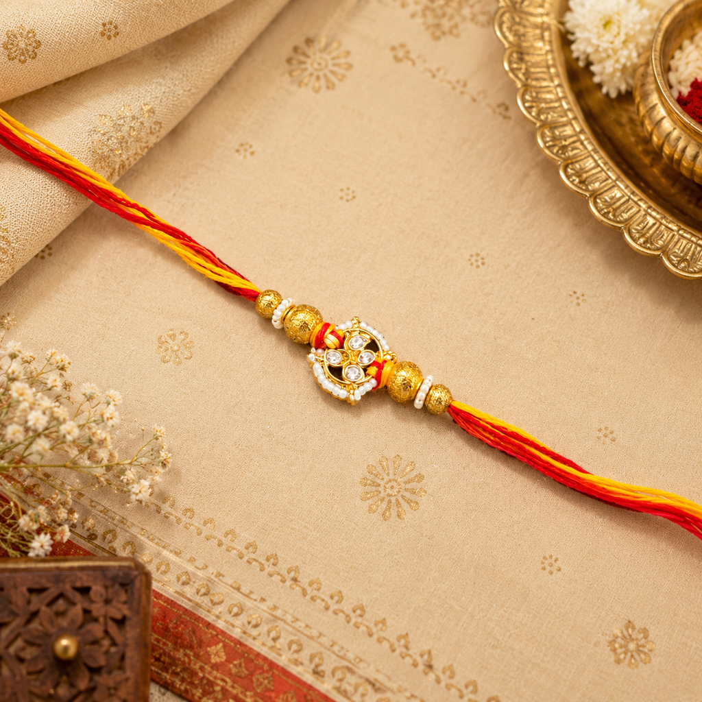 Golden Kundan Heritage Rakhi