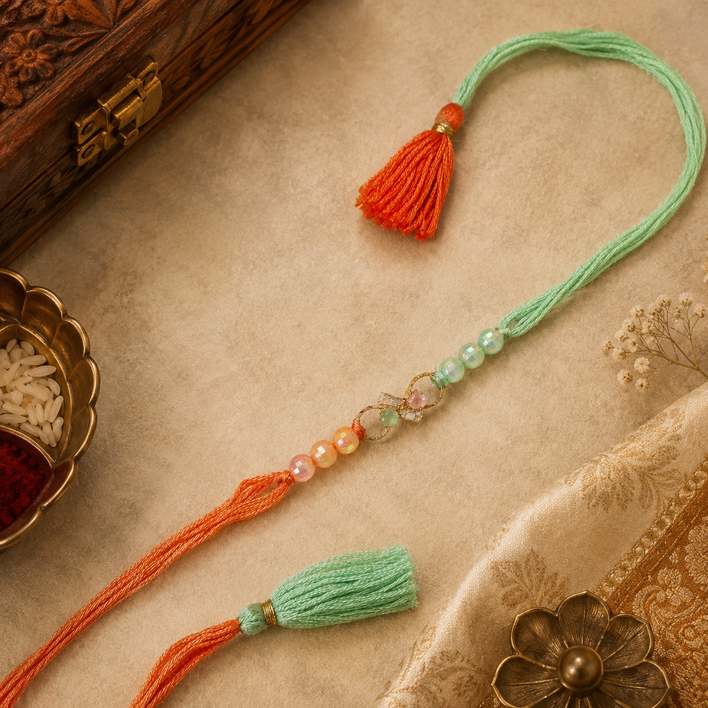 Pastel Beaded Tassel Rakhi
