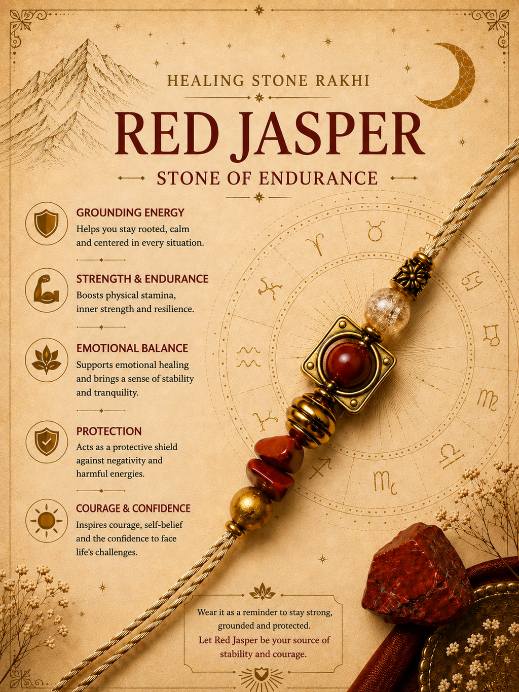 Red Japer Healing Stone Rakhi