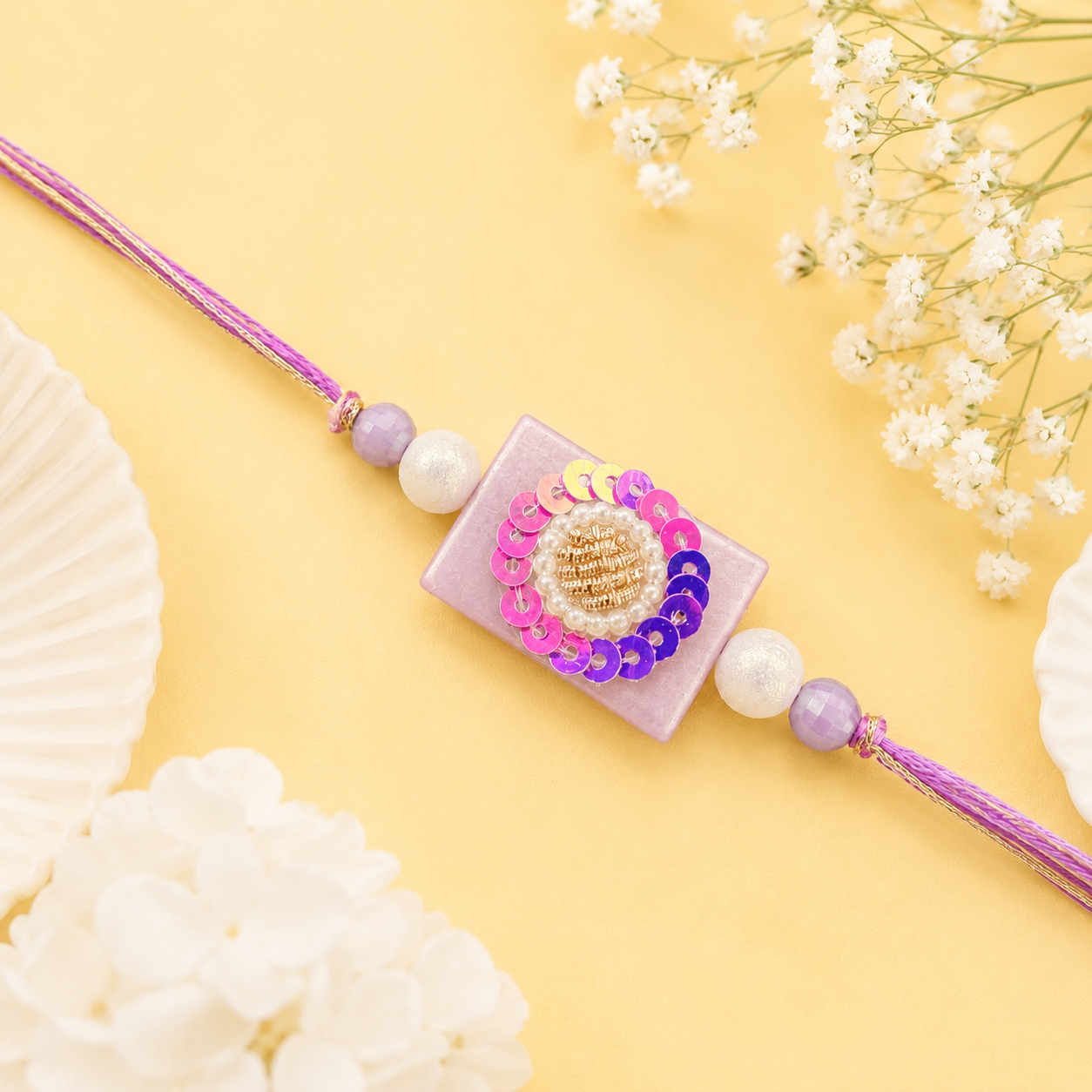 Lavender Bloom Bhaiya Bhabhi Rakhi Set