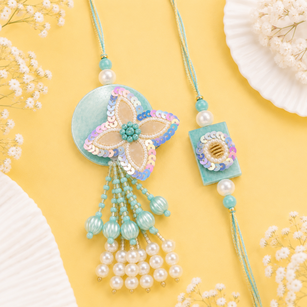Lavender Bloom Bhaiya Bhabhi Rakhi Set