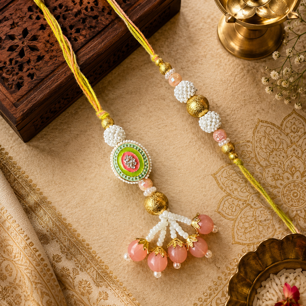 Gulnaar Meenakari Bhaiya-Bhabhi Rakhi Set