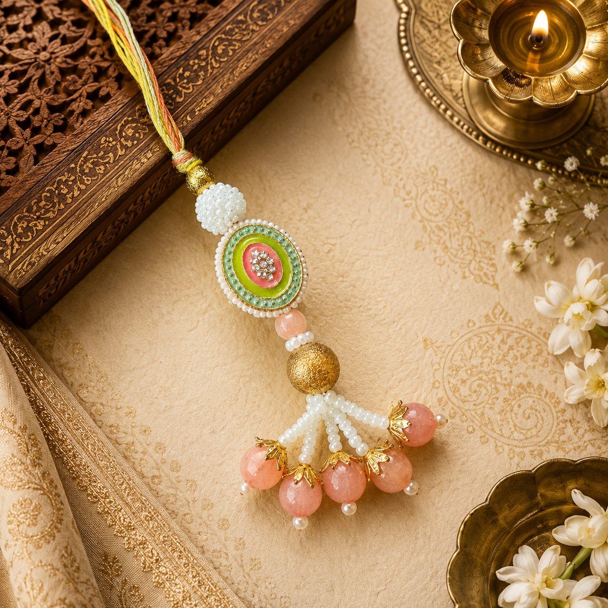 Gulnaar Meenakari Bhaiya-Bhabhi Rakhi Set