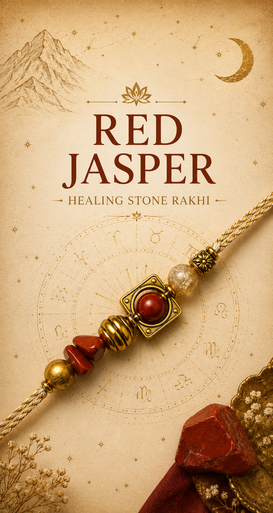 Red Japer Healing Stone Rakhi