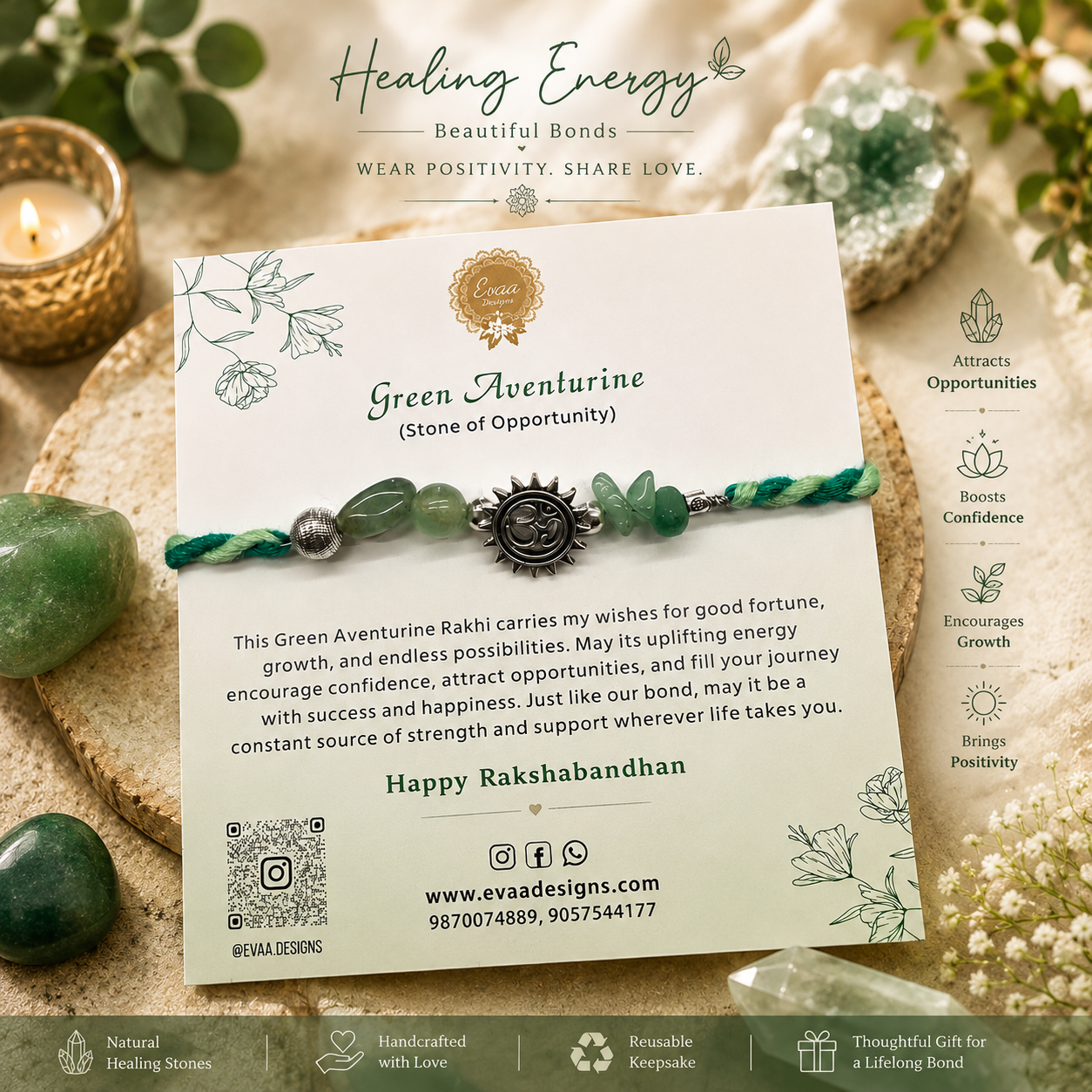 Green Aventurine Healing Stone Rakhi