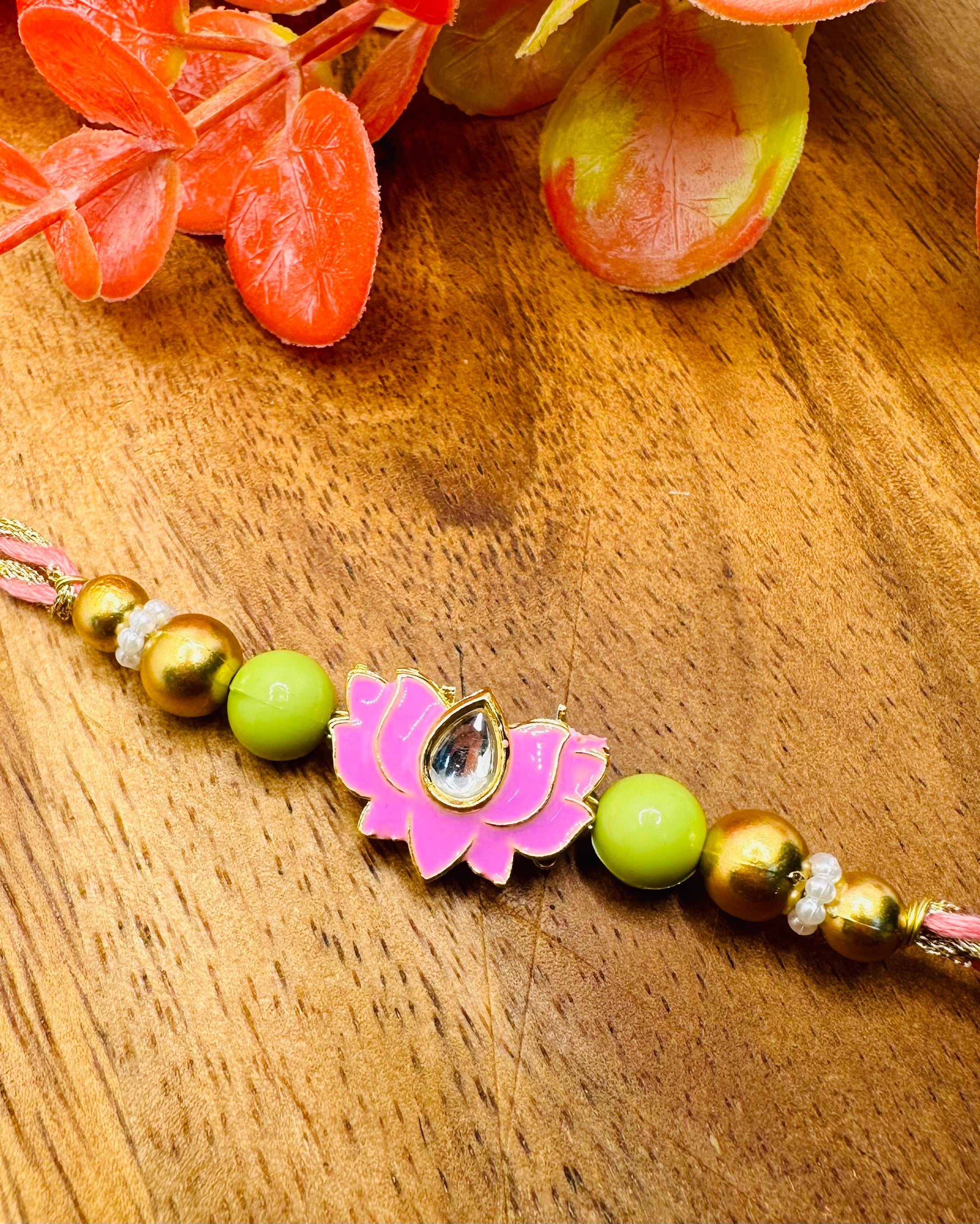 Lotus Bhaiya Bhabhi Rakhi Set (Pink)