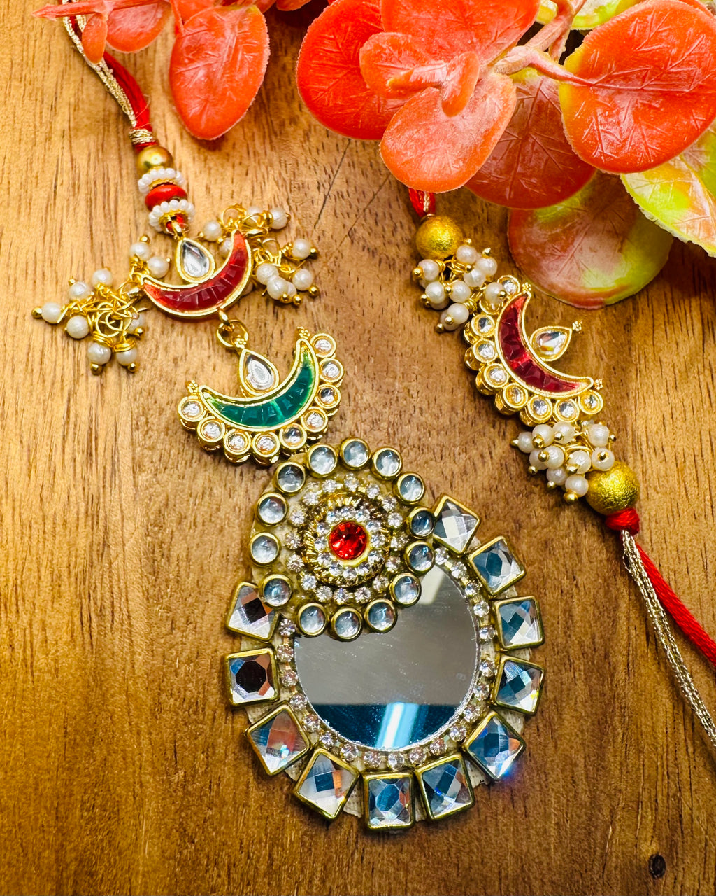 Mirror Buti And Kundan Bhaiya Bhabhi Rakhi Set