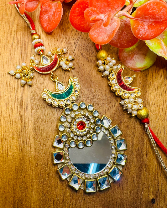 Mirror Buti And Kundan Bhaiya Bhabhi Rakhi Set