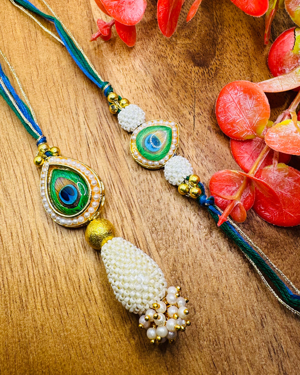 Morpankh Stone Bhaiya Bhabhi Rakhi Set