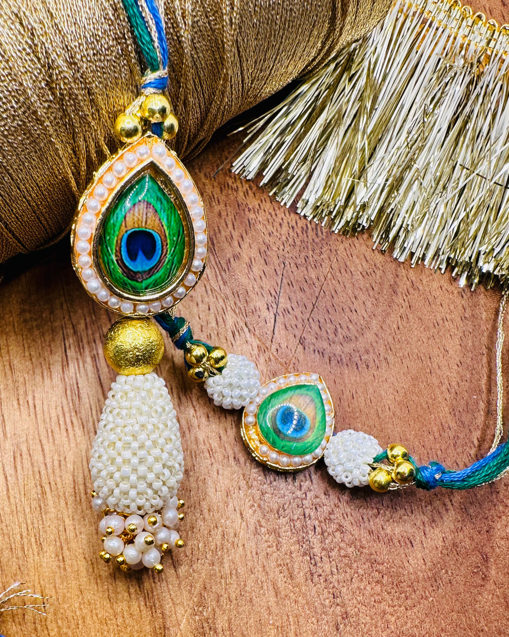 Morpankh Stone Bhaiya Bhabhi Rakhi Set