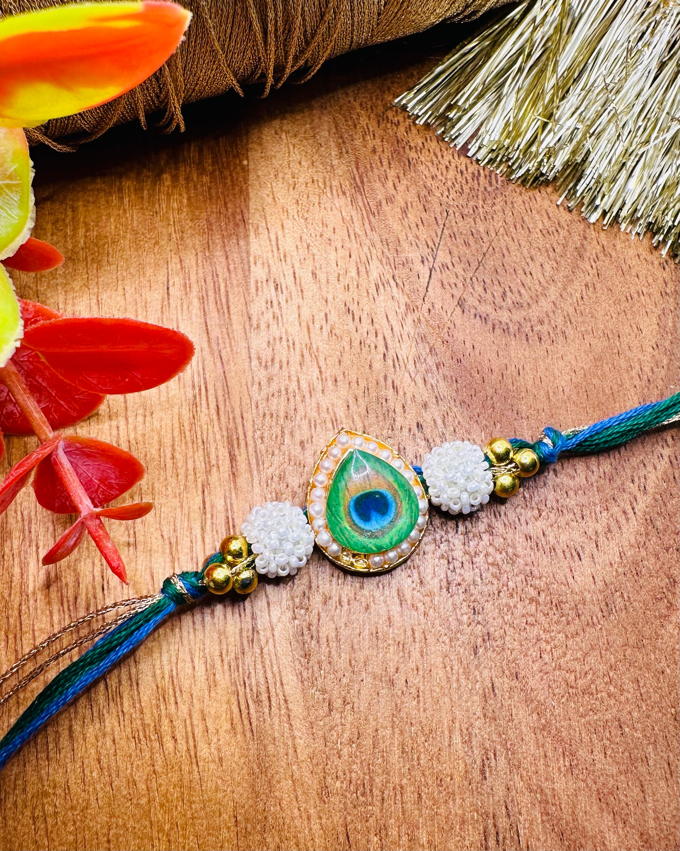 Morpankh Stone Bhaiya Bhabhi Rakhi Set