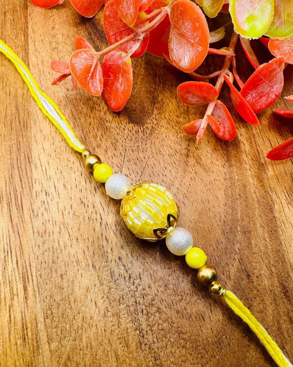 Floral Buti with Moti Ring Bhaiya Bhabhi Rakhi Set