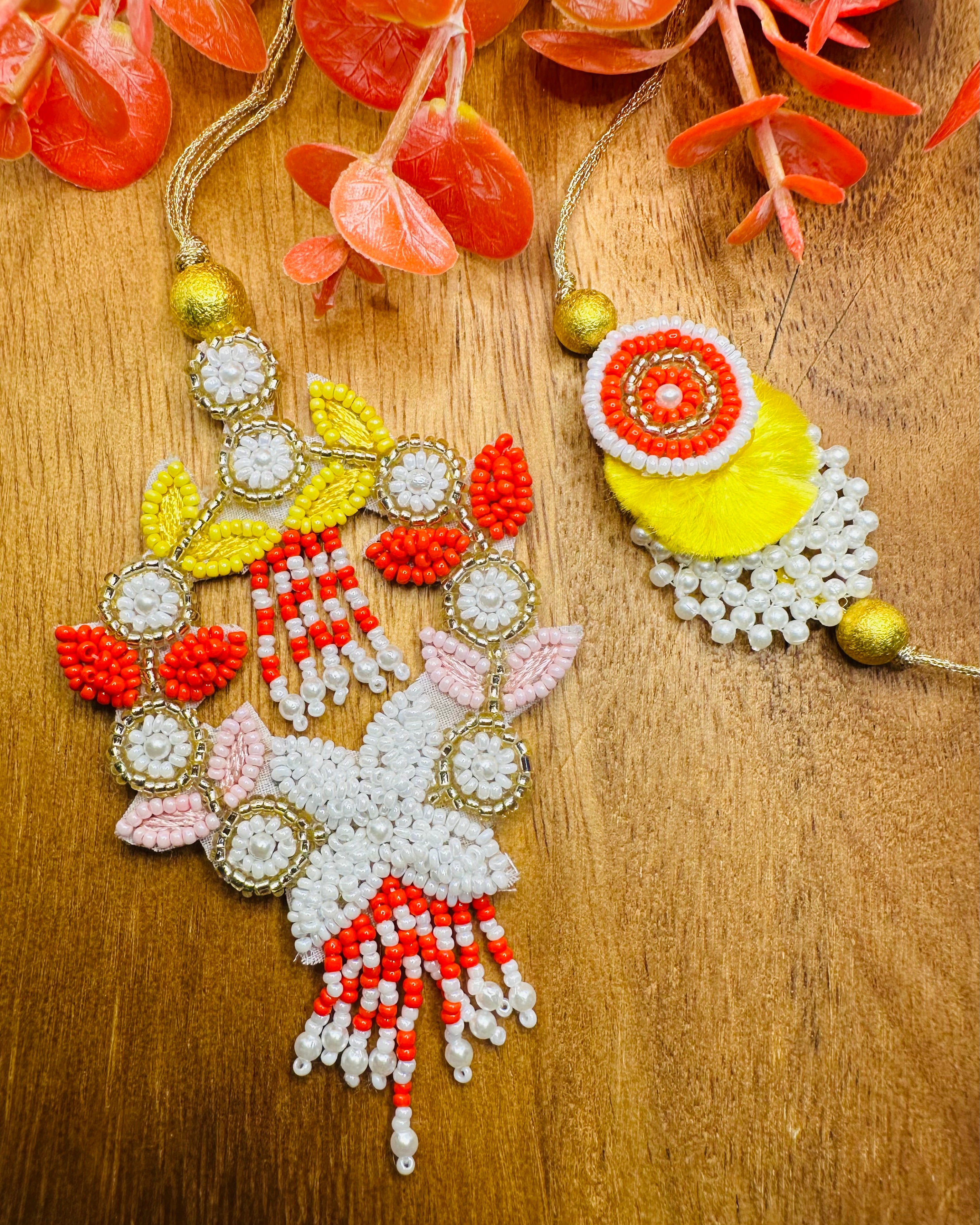 Bead Work Bhai Bhabhi Rakhi Set