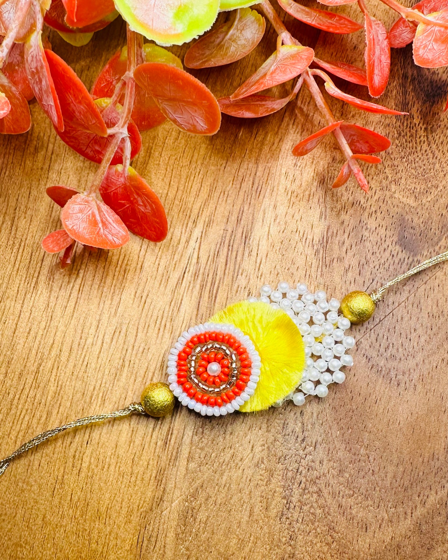 Bead Work Bhai Bhabhi Rakhi Set