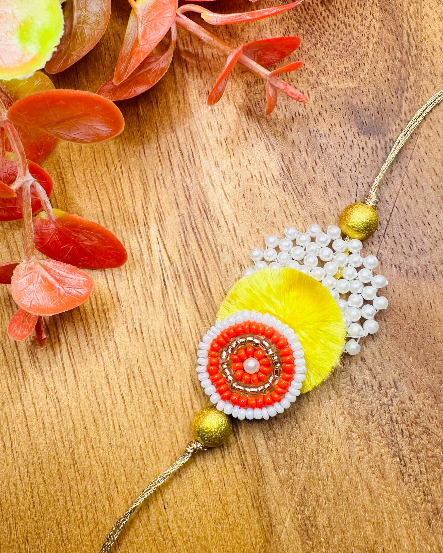 Bead Work Bhai Bhabhi Rakhi Set