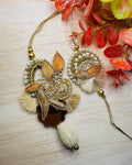Zardozi Buti with Brown Thread Work Bhaiya Bhabhi Rakhi Set