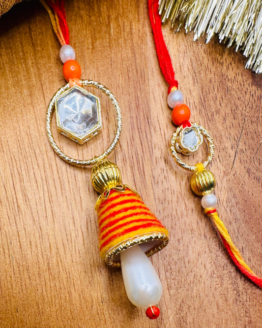 Moli And Kundan Stone Bhaiya Bhabhi Rakhi Set