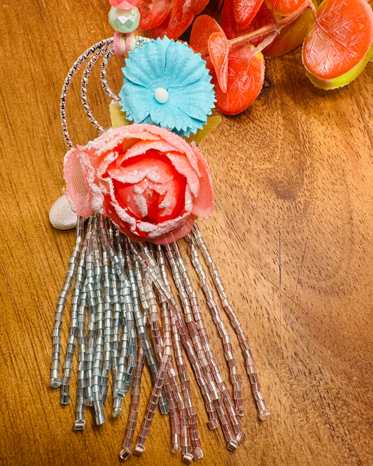 Peach And Blue Colour Bhaiya Bhabhi Rakhi Set