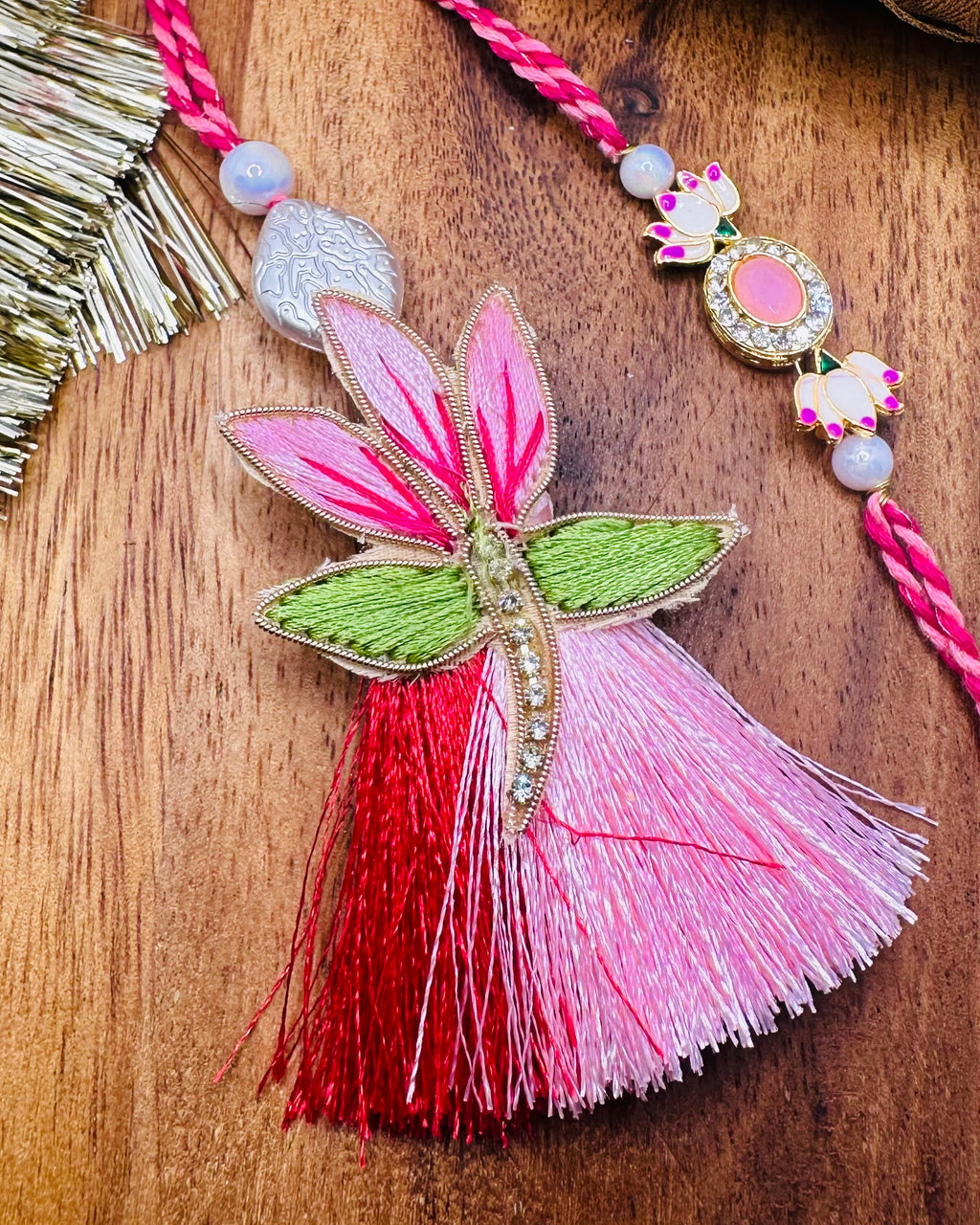Lotus Buti Bhaiya Bhabhi Rakhi Set