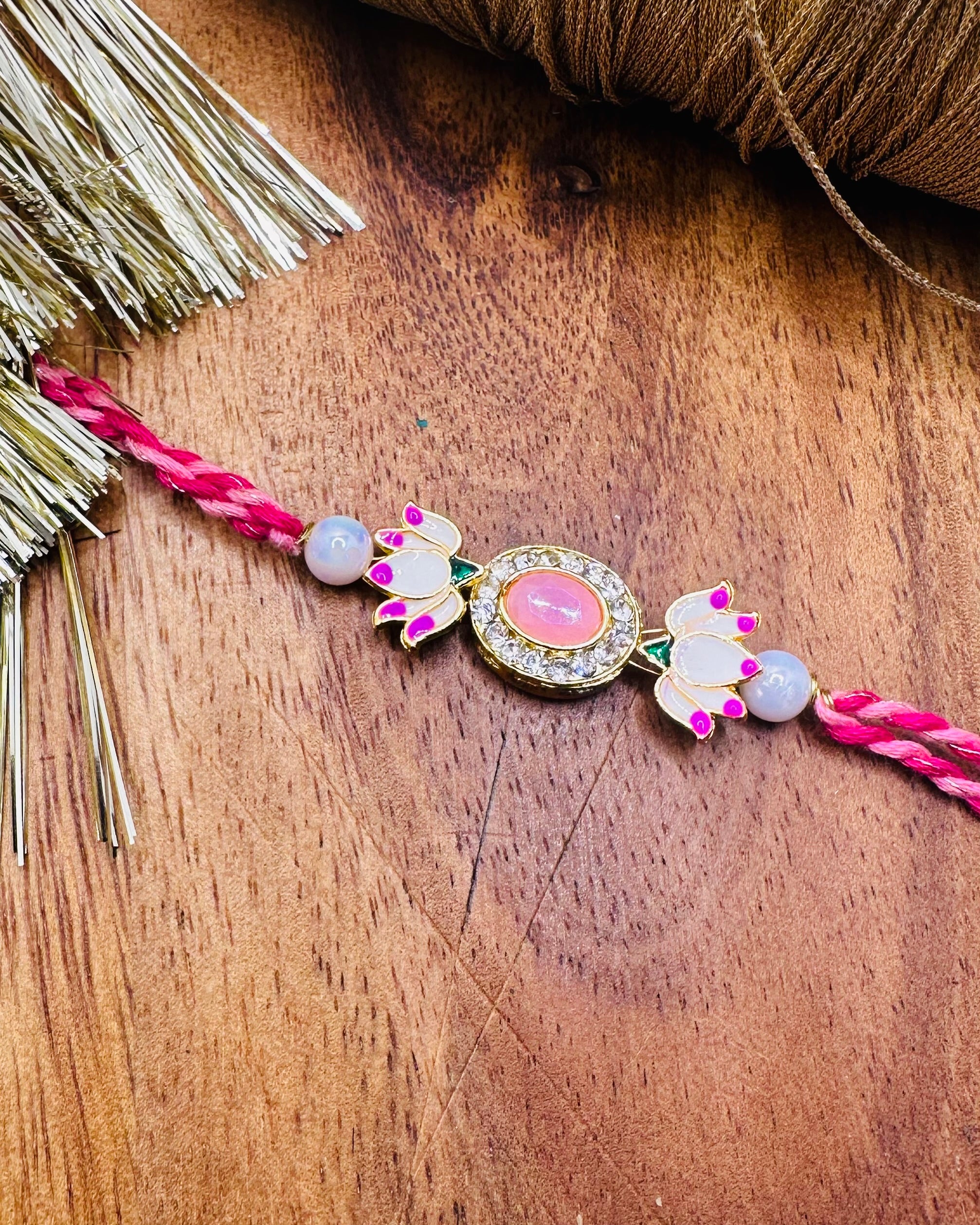 Lotus Buti Bhaiya Bhabhi Rakhi Set