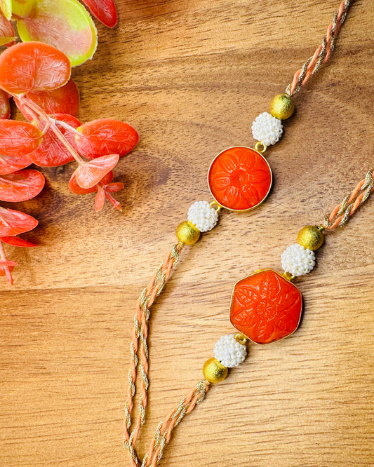 Orange Gemstone Bhaiya Rakhi