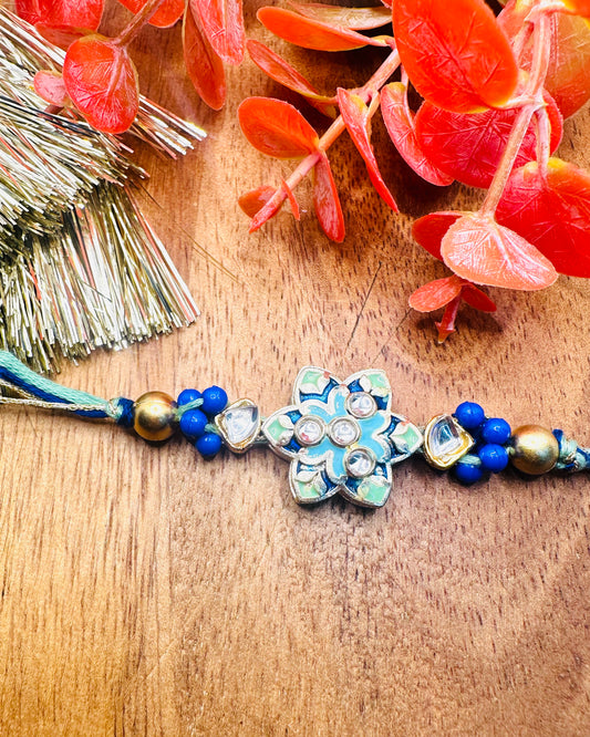 Blue Kundan Bhaiya Rakhi