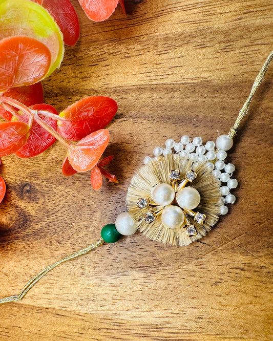 Pearl Base and Resham Chakalia Rakhi (Golden)