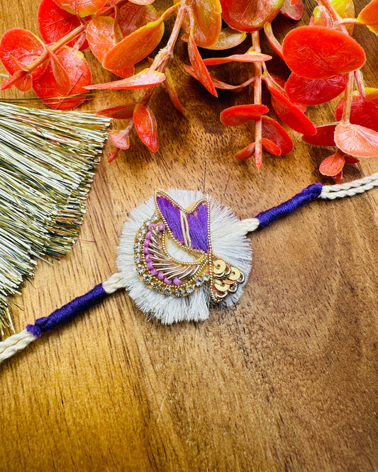 Lavendar Zardoji Buti Rakhi