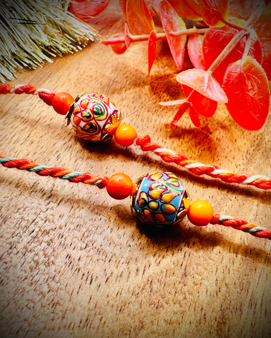 Set of Two Handpainted Damroo Rakhi