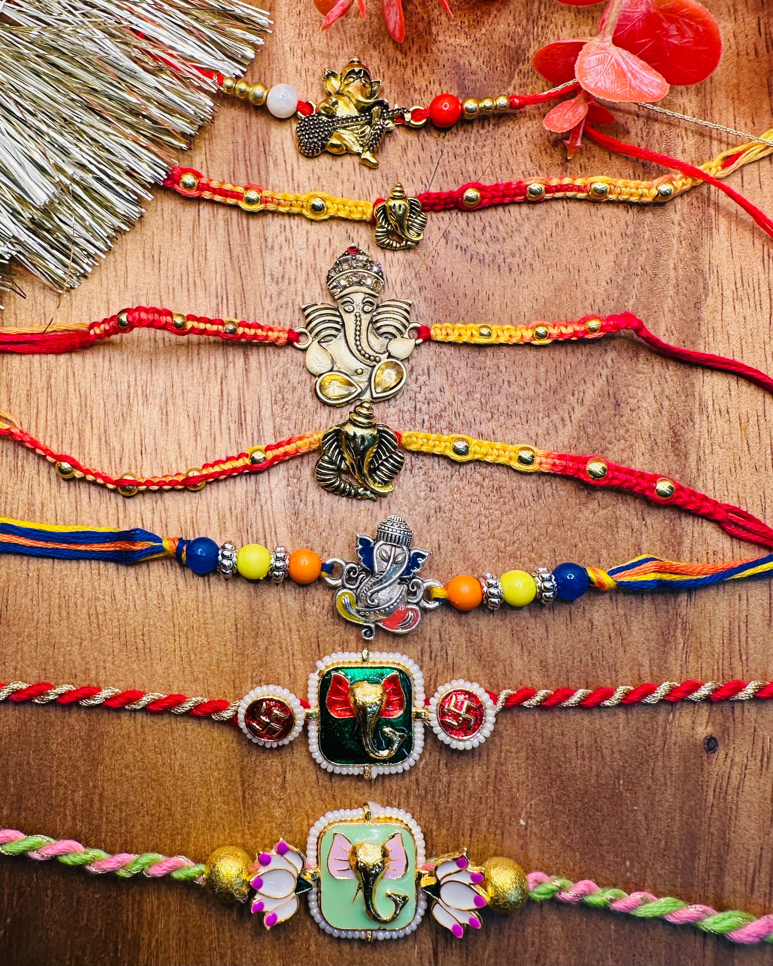 Set Of Seven Ganesha Rakhis