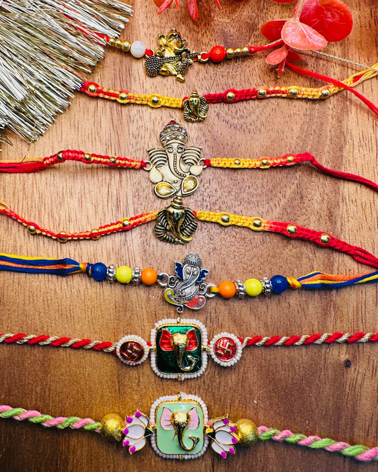 Set Of Seven Ganesha Rakhis